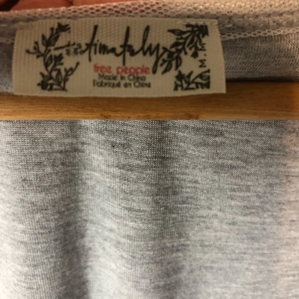 Free People Intimately Free Jersey L/S Bodysuit Sz M Scoopneck Gray Minimalist